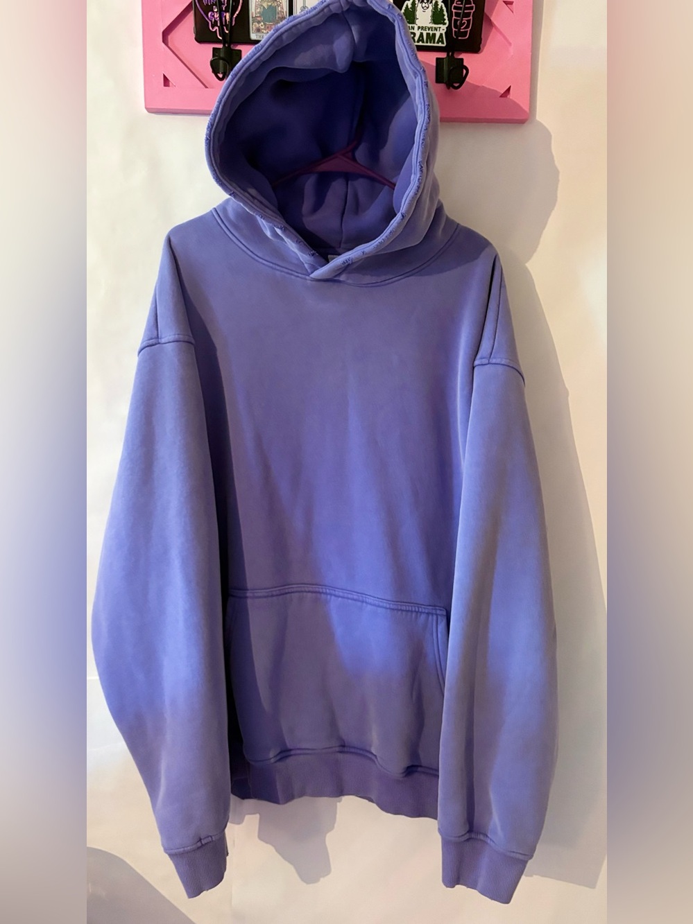 Viral fiable distressed Purple Hooded Pullover Sweatshirt